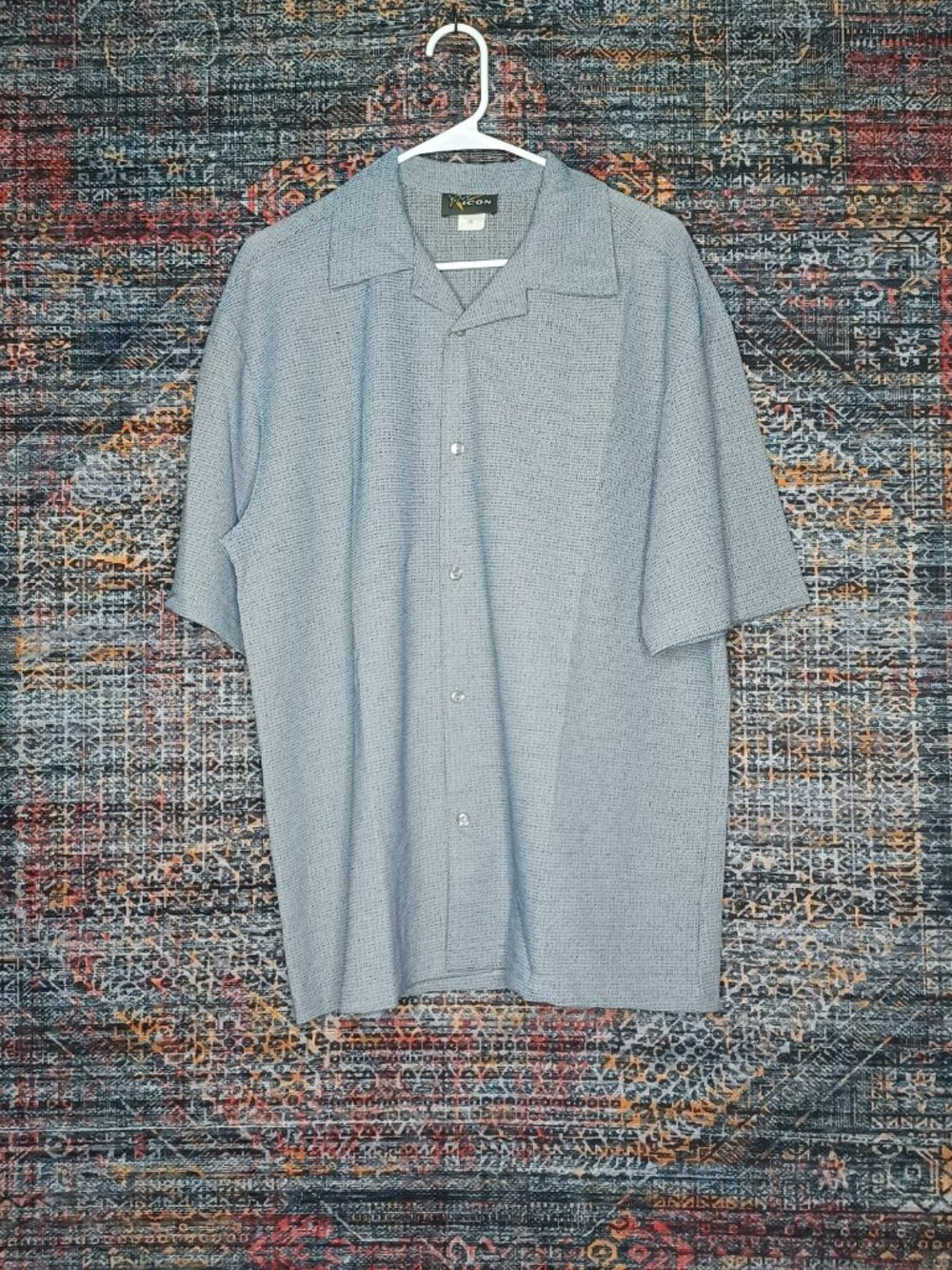 Vintage Y2K Pop Icon mens gray blue glitter rave disco button shirt XL USA
